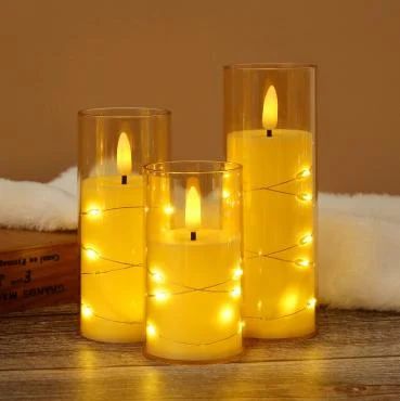 3-Piece Flat-Top Fairy-Light LED Cup Candle Set — SETTRL-033