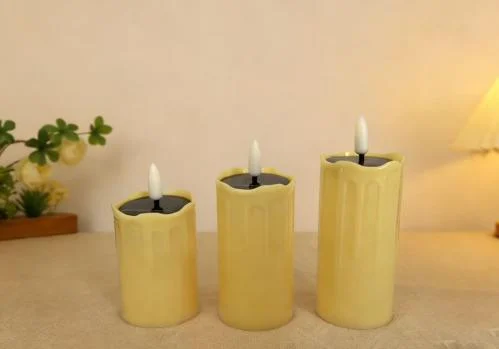 Solar Drip-Effect LED Pillar Candle — CAT-R394