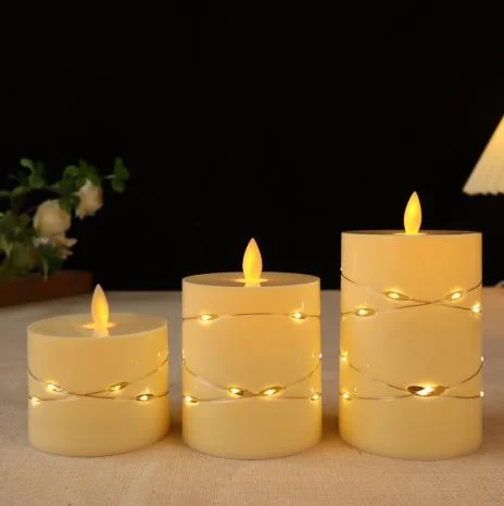 Flat-Top Fairy-Light LED Pillar Candle — HJL-030A