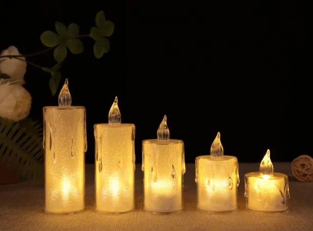 5-Piece Drip-Effect Clear LED Tealight Set — SETTRL-015