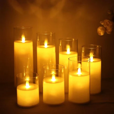 Flat-Top Moving-Flame LED Cup Candle — TRL-019A