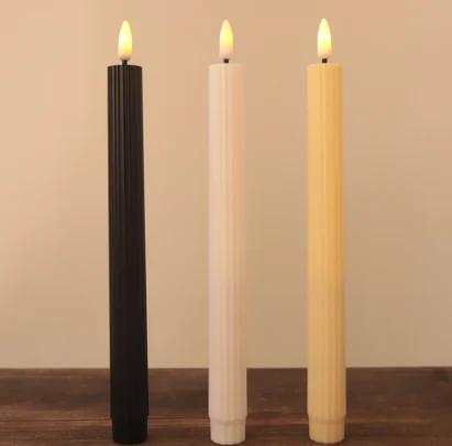 Ribbed LED Taper Candle — HJLS-009A