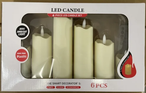 6-Piece Wave-Edge Moving-Flame LED Pillar Candle Set — SETHJL-004