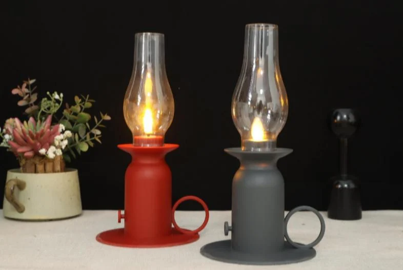 Tall Kerosene-Style Moving-Flame LED Table Lamp — HKL-001