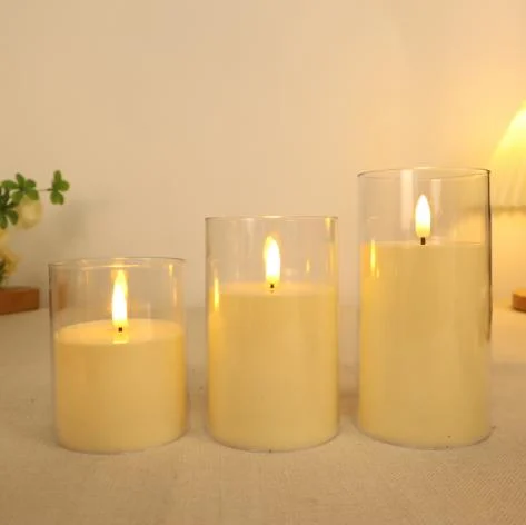 3-Piece Flat-Top Moving-Flame LED Cup Candle Set — SETTRL-019