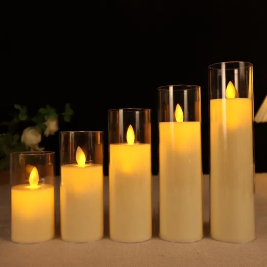 Flat-Top Moving-Flame LED Cup Candle — TRL-029A