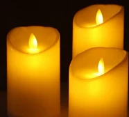 Slanted-Top Moving-Flame LED Pillar Candle — HJL-029S