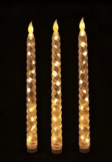 Spiral Fairy-Light Clear LED Taper Candle — HJLS-008B