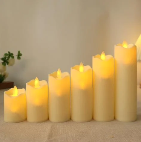 Wave-Edge Moving-Flame LED Pillar Candle — HJL-004057