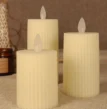 3-Piece Ribbed Moving-Flame LED Pillar Candle Set — SETHJL-006