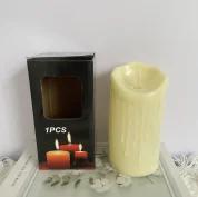 Slanted-Top Drip-Effect Moving-Flame LED Pillar Candle — HJL-030100