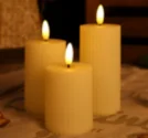 3-Piece Ribbed LED Pillar Candle Set — SETHJL-006B