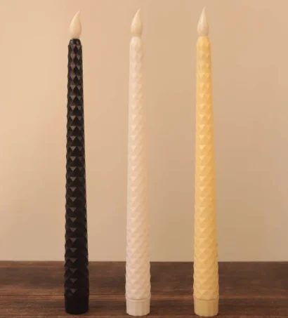 Diamond-Pattern LED Taper Candle — HJLS-007A