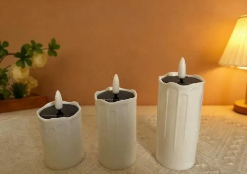 Solar Drip-Effect LED Pillar Candle — CAT-R393