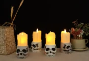 Skull Moving-Flame LED Candleholder — TRL-023
