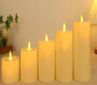 Flat-Top Moving-Flame LED Pillar Candle — HJL-037A