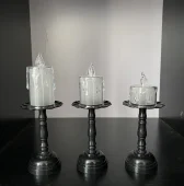 3-Piece Vintage Petal LED Candle Set — White Insert — SETTRL-005W